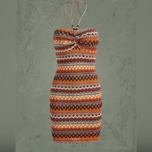 ROMWE Runched Halter Neck Backless Dress